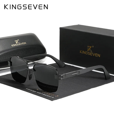 KINGSEVEN Polarized Gradient Sunglasses Men Women Semi-Rimless Square Retro Eyewear