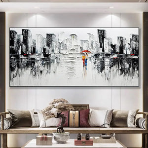 Scandinavian Wall Art Large Abstract City Texture Oil Painting HD Canvas Poster Print
