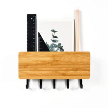 Load image into Gallery viewer, Wall Hanging Bamboo Key Hanger Holder Wall Organizer Rectangle Key Rack Hooks Coat Hooks Home Decoration Coat Hanger