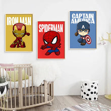 Load image into Gallery viewer, Marvel Wall Art Posters SpiderMan Iron Man Avengers Superhero Disney Kid Room Decor Cartoon Canvas Painting Picture Print