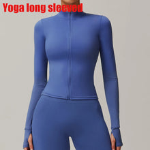 Load image into Gallery viewer, Yoga Long Sleeve Sports Jacket Women's Zip Fitness Yoga Shirt Slim Fit Gym Top Activewear Running Coats Workout Cycling Clothes