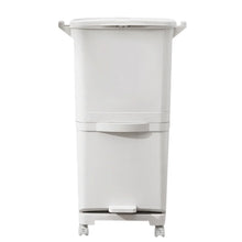Load image into Gallery viewer, Voltsify 38L Double Compartment Trash Can with 4 Casters, White 2-Tier Design Waste Bin for Kitchen, 42x28.2x73cm