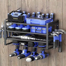 Load image into Gallery viewer, Power Tool Rack Electric Drill Holder Wall Mount Organizer Wrench Screwdriver Power Storage Shelf for Workshop Garage