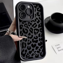 Load image into Gallery viewer, Black Leopard Print Pattern Silicone Phone Case For iPhone 17 11 12 13 14 15 16 Pro Max 16E X XS XR 7 8 Plus 16 Shockproof Cover