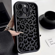Black Leopard Print Pattern Silicone Phone Case For iPhone 17 11 12 13 14 15 16 Pro Max 16E X XS XR 7 8 Plus 16 Shockproof Cover