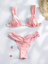 Load image into Gallery viewer, Sexy Folds Bikini Set Solid Micro Bikinis Women Swimsuit Female Triangle Swimwear Beach Wear Bathing Suit