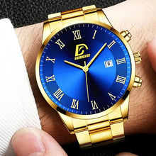 Load image into Gallery viewer, Gold Stainless Steel Men&#39;s Fashion Quartz Watch Luxury Minimalist Business Casual Calendar