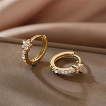 Load image into Gallery viewer, Fashion Stainless Steel Zircon Star Hoops Earrings For Women Vintage Crystal Zirconia Circle Earrings Punk Unisex Rock Jewelry