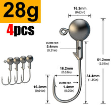 Load image into Gallery viewer, JYJ 1g 2g 3g 4g 5g 10g 20g 22g 25g 28g crank Jig head hook fishing hook head Jig lure hard bait soft worm jig hook for fishing