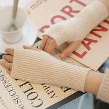 Load image into Gallery viewer, Women&#39;s Solid Half Finger Knit Gloves - Winter Warmth and Style