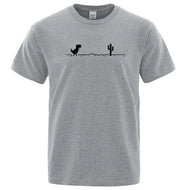 Funny Cactus Dinosaur Printed T-Shirt Men Tops 100% Cotton T-shirt for Men Women Casual O-Neck Streetwear Basic Tops Geek Tees