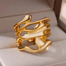 Load image into Gallery viewer, Stainless Steel Zircon Geometric Rings For Women Luxury Evil Eye Gold Color Adjustable Trendy Wedding Aesthetic Jewerly Gift