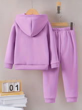 Load image into Gallery viewer, 2-Piece Autumn Winter Set - Warm Girls Hoodie &amp; Tracksuit Pants, Printed Comfort