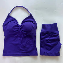 Load image into Gallery viewer, No Logo 2Pcs Gym Set Women Backless Tank Tops High Waist Scrunch Seamless Shorts Gym Suit Fitness Clothes Activewear Workout Set