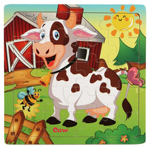 Load image into Gallery viewer, New 20-Piece Wooden 3D Puzzle – Cartoon Animals &amp; Vehicles Montessori Toy for Kids 1-3 Years