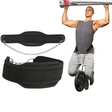 Load image into Gallery viewer, Weight Lifting Dip Belt Neoprene Back Gym Belt with Chain for Fitness Bodybuilding Pull up Strength Training Load Waist Strap