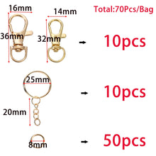 Load image into Gallery viewer, 70Pcs/Set Swivel Snap Hook and Key Rings with Chain Jump Rings Connectors for DIY Keychain Lanyard Jewelry Making Supplies