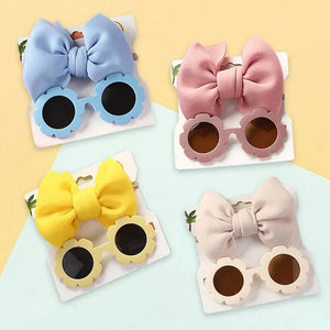 2 PCS Kids Bow Hairpin Mirror Set UV Eye Protection Hair Accessory Baby Gift