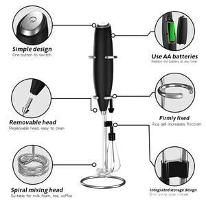 Electric Hand Blender Milk Frother Mini Drink Mixer for Coffee Latte Frothing
