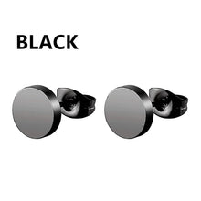 Load image into Gallery viewer, 1 Pairs Punk Stainless Steel Stud Earrings Black Earrings Set For Men Women Vintage Hip Hop Piercing Ear Jewelry