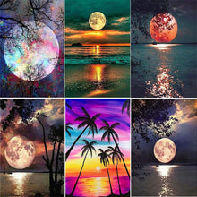 Load image into Gallery viewer, 5D DIY Diamond Painted Beach Moon Mosaic - Sunset Landscape Home Decor Gift