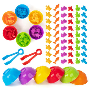 Counting Animal Toys - Stacking Bowl Pairing Game, Color Classification STEM Toy