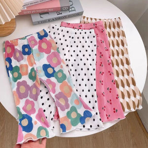 Summer Girls Polka Dot Flare Pants - Wide Leg, Toddler Trousers, 2-7Y Spring Autumn