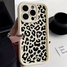Load image into Gallery viewer, Black Leopard Print Pattern Silicone Phone Case For iPhone 17 11 12 13 14 15 16 Pro Max 16E X XS XR 7 8 Plus 16 Shockproof Cover