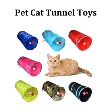 Interactive Cat Tunnel Toy Bell Foldable Hi Ring Paper Pet Self-Hi Random Color