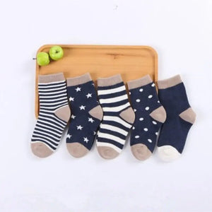 5 Pairs Cartoon Baby Ankle Socks - Soft Toddler Kids Short Socks
