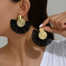 Load image into Gallery viewer, Fashion Bohemian Big Tassel Dangle White Fringe Female Earrings Drop Earrings for Women Statement Wedding Jewelry