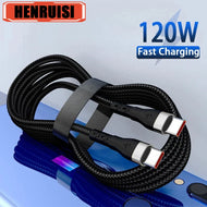 120W 6A PD Type C Fast Charging Cable Type C To Type C Cable For iphone Samsung Xiaomi POCO USB Type C Phones Cable Accessories