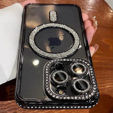 Load image into Gallery viewer, New Fashion Glitter Diamond Transparent Case For iPhone 16 15 14 13 17 12 Pro Max 16 Plus Magnetic Wireless Charge Bumper Cover