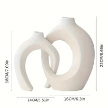 Load image into Gallery viewer, Hollow Nordic Modern Ceramic Vase Set of 2 for Modern Home Decor,Modern Boho Hollow Flower Vases for Living Room Bookshelf