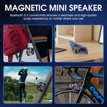 Load image into Gallery viewer, Mini Travel Stereo Speaker Outdoor Magnetic Bluetooth Speaker Wireless Portable with RGB Color Light and Phone Holder for IOS