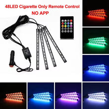 Load image into Gallery viewer, Neon 48 LED RGB Car Foot  Ambient Lights LED Strip Interior Lamps with USB/Cigarette Strip Decoration Bar Remote Control
