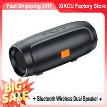 Load image into Gallery viewer, XIKCU Portable Dual Bluetooth Speaker Stereo Outdoor Tfusb Playback Fm Voice Broadcasting Portable Subwoofer 50 Wireless Speaker