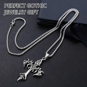 Stainless Steel Flame Cross Pendant Necklace Hip Hop Fashion Jewelry