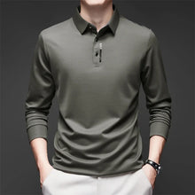 Load image into Gallery viewer, New Men's Business Casual Long Sleeved Shirt with Badge Solid Color Polo Shirt Fashionable Breathable Comfortable Versatile Top