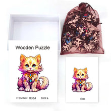 Load image into Gallery viewer, Wooden puzzle Color Cat delicate gift box Irregular shape puzzle Gratitude gift adult stress reduction family interactive toy