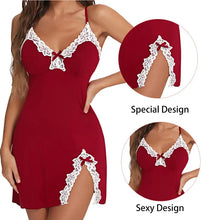 Load image into Gallery viewer, Lace Silk Nightgown - Sexy Sleeveless Night Dress for Women