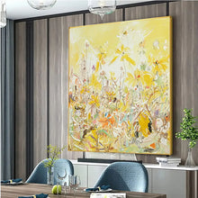 Load image into Gallery viewer, Scandinavian Yellow Floral Wall Art - Textured Landscape Oil Painting Poster