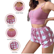 Load image into Gallery viewer, 2-Piece Silk Satin Pajama Set: Sleeveless Print Sleepwear for Women