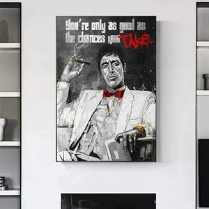 Scarface Tony Montana Motivational Money Quote Canvas Wall Art – Home & Office Décor