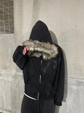Load image into Gallery viewer, Autumn/Winter Y2k Women Aesthetic Harajuku Faux Fur Collar Hoodies Clothes Graphic Hip Hop Punk Gothic Zip Up Hoodies 2026 new
