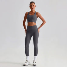 Load image into Gallery viewer, Naked Feel Yoga Set Women Fitness Sportswear 2 Piece Strappy Sports Bra High Waist Gym Leggings Workout Outfit Active Wear