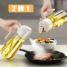 Load image into Gallery viewer, 1-2PCS 2in1 Olive Oil Dispenser Bottle 500ml Plastic Oil Sprayer Cooking Oil Spray Tank BBQ Baking Picnic Kitchen Tools for Home