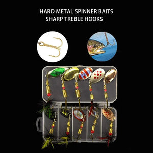 Metal Spoon Spinner Lure 10pcs Set - Fishing Wobblers for Pike, Crankbaits Tackles