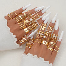 Load image into Gallery viewer, 58PCS Vintage Heart Snake Butterfly Rings Set for Women Fashion Metal Gold Plated Geometric Hollow Finger Ring Jewelry Gifts New