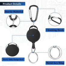 Load image into Gallery viewer, Retractable Keychain Badge Reel Holder Clips Easy-To-Pull Buckle Rope Elastic Keychain for Keychain for Camping Outdoor Key Ring